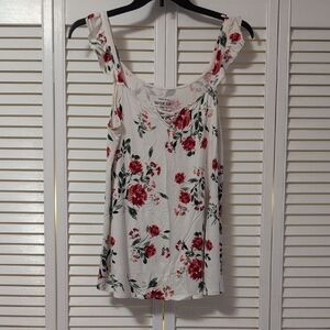 Torrid Floral Camisole - White and Red